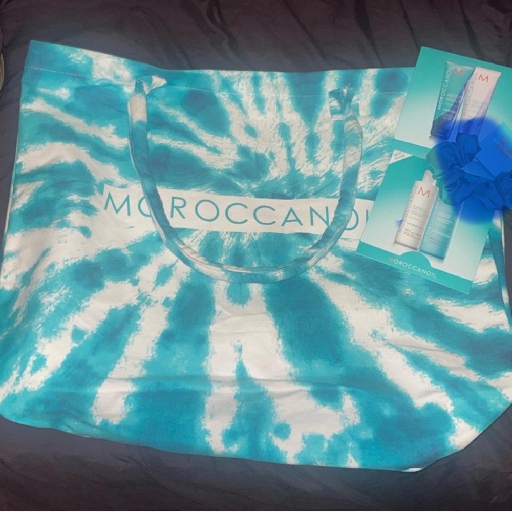 Moroccanoil turquoise tie-dye large tote bag
